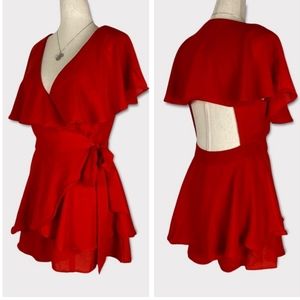 Native Daughters Sky Fall Red Wrap Romper size medium